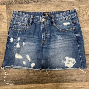 Distressed Denim jean skirt